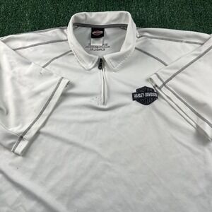 Harley-Davidson Men's Polo Shirt White 3XL Polyester Zip Collar Motorcycles